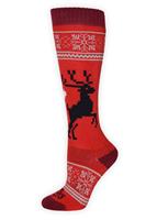 Women's Mid Volume Sock - Holiday Fever / Crimson - Hot Chillys Womens Mid Volume Sock - WinterWomen.com                                                                                                  