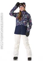 Women's Insulated Snowbelle Jacket - Village Byrd / Navy Blue - Patagonia Womens Insulated Snowbelle Jacket - WinterWomen.com