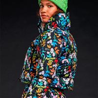 Women's Roxy X Rowley Short Puffer Jacket - True Black Multifloral (KVJ7)