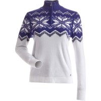 Women's Snowflake 1/4 Zip Sweater - White / Navy