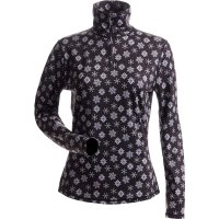 Women's Snowflake T-Neck - Black Snowflake Print